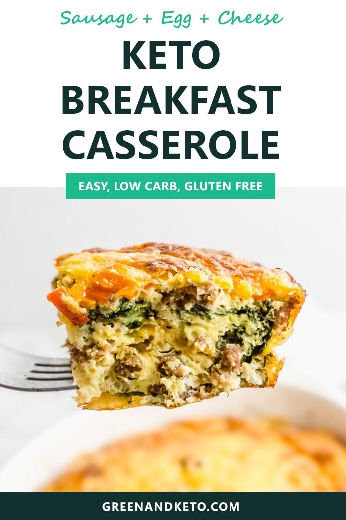 Keto Breakfast Casserole with Sausage, Egg, and Cheese