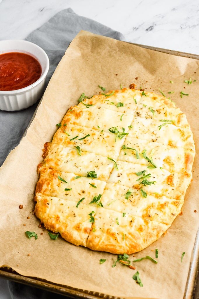 Easy Keto Cheese Garlic Bread Green and Keto