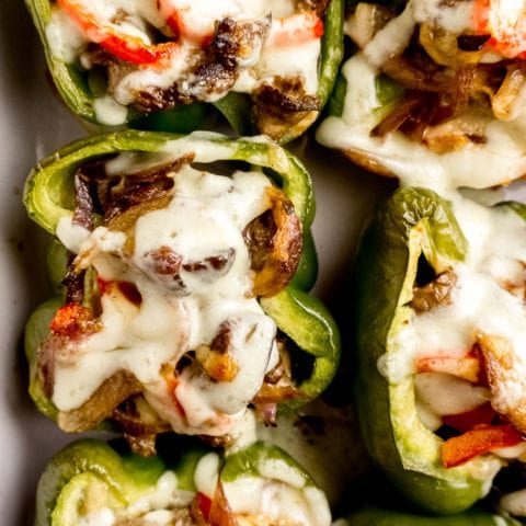 Easy Keto Philly Cheesesteak Stuffed Peppers