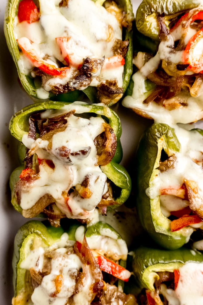 Easy Keto Philly Cheesesteak Stuffed Peppers Green And Keto