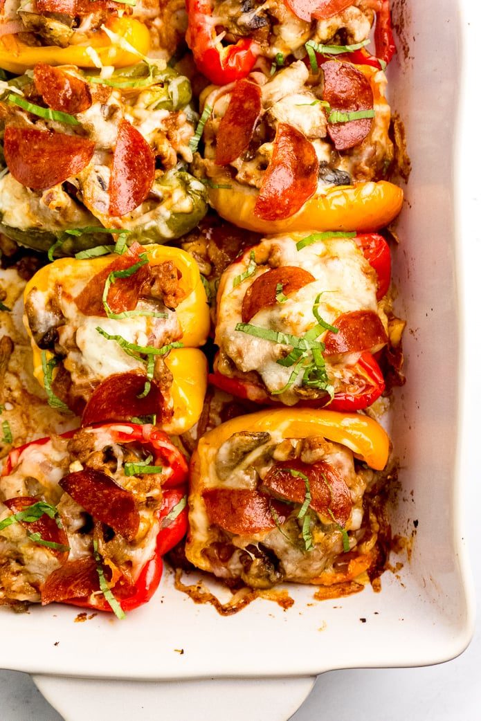 pepperoni pizza stuffed peppers are keto and low-carb