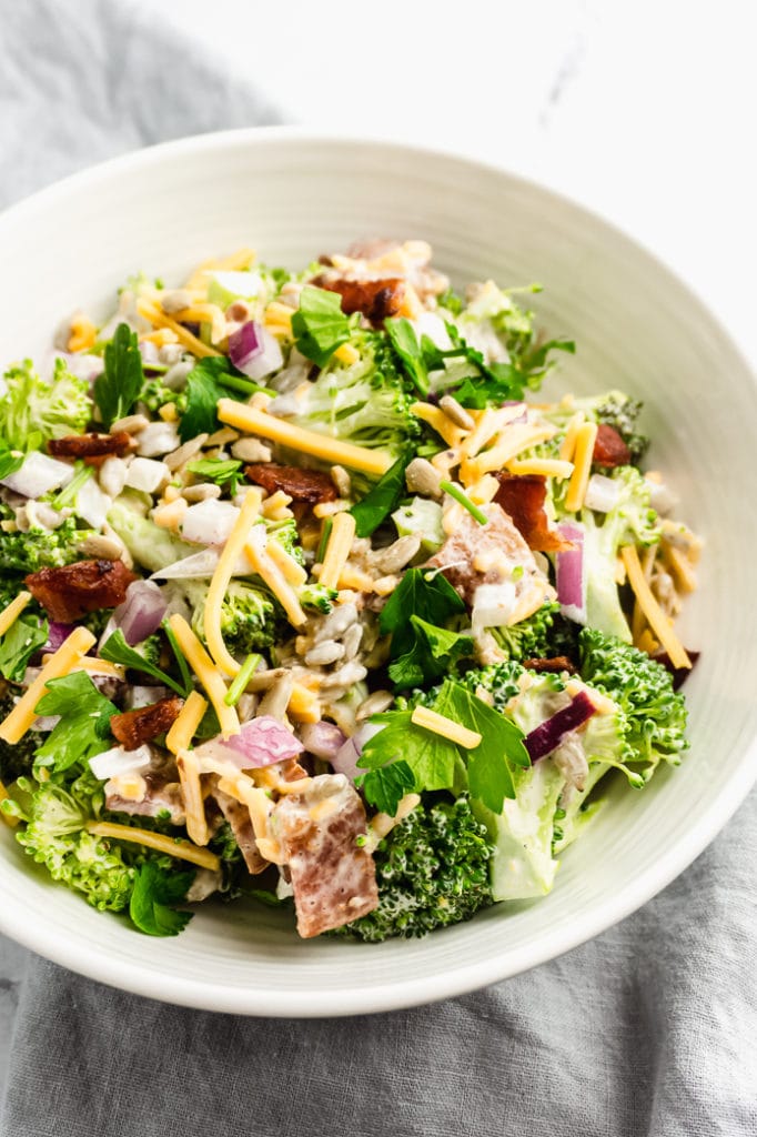 Keto Broccoli Salad with Bacon and Cheese - Green and Keto