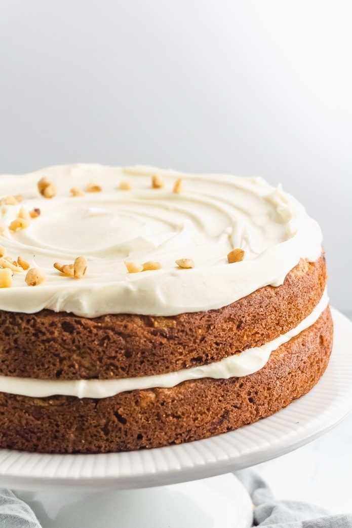 frosted keto carrot cake with walnuts or pecans