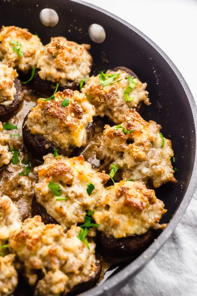 Keto Stuffed Mushrooms with Sausage - Green and Keto