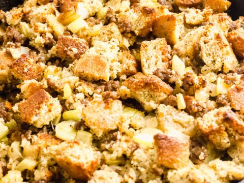 Keto Cornbread Stuffing With Sausage Green And Keto