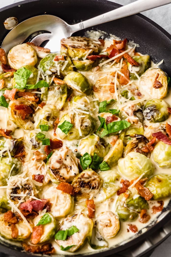 Keto Garlic Parmesan Brussels Sprouts With Bacon Green And Keto